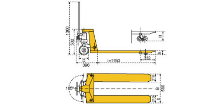 重載型手動液壓搬運車尺寸參數(shù)圖片