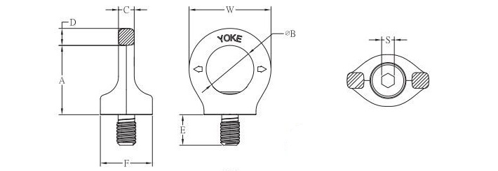 YOKE眼型旋轉(zhuǎn)吊點8-291結(jié)構(gòu)尺寸圖片