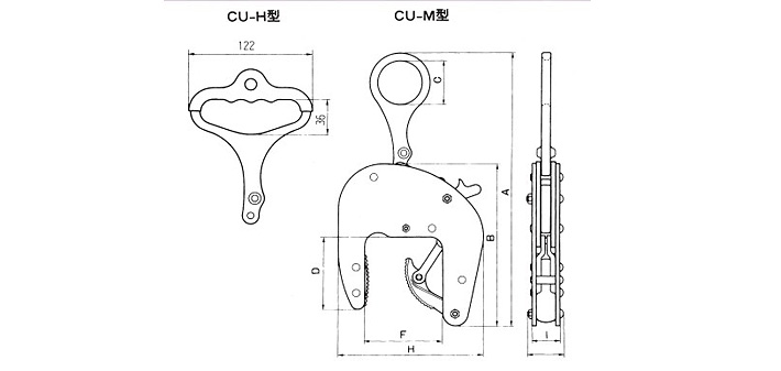 CU-M型三木混凝土吊具結(jié)構(gòu)尺寸圖片