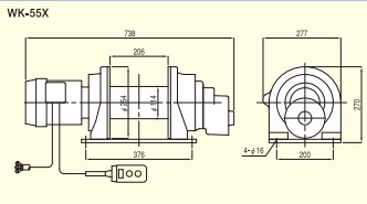 MAW型TKK低速電動卷揚(yáng)機(jī)尺寸圖一