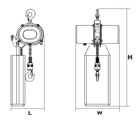 DU-750環(huán)鏈電動(dòng)葫蘆尺寸圖