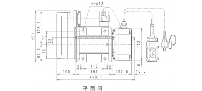 MC型電動卷揚機尺寸圖二